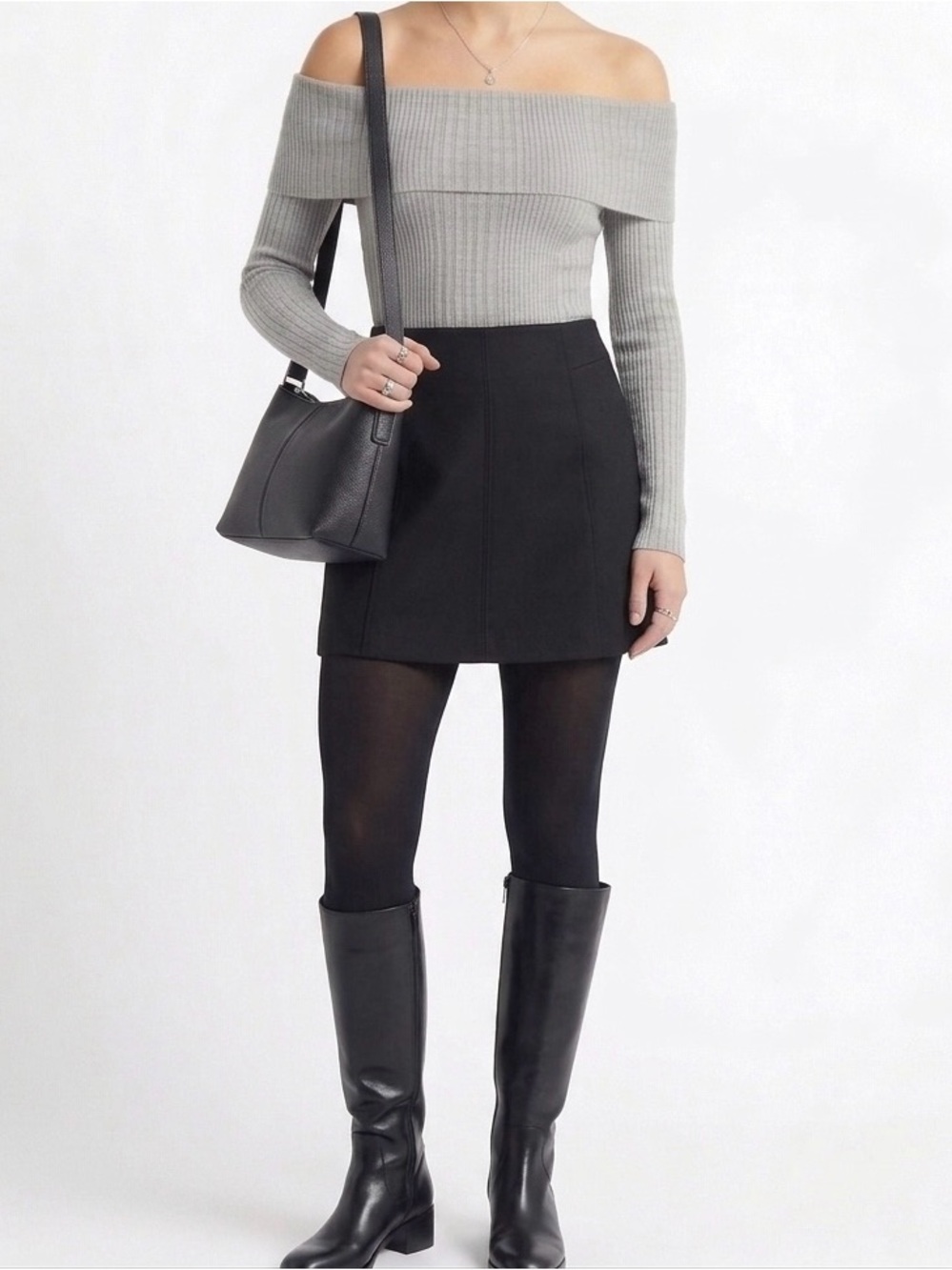 Women's Alter'd State NWT Off the Shoulder Gray Long Sleeve Cropped Top